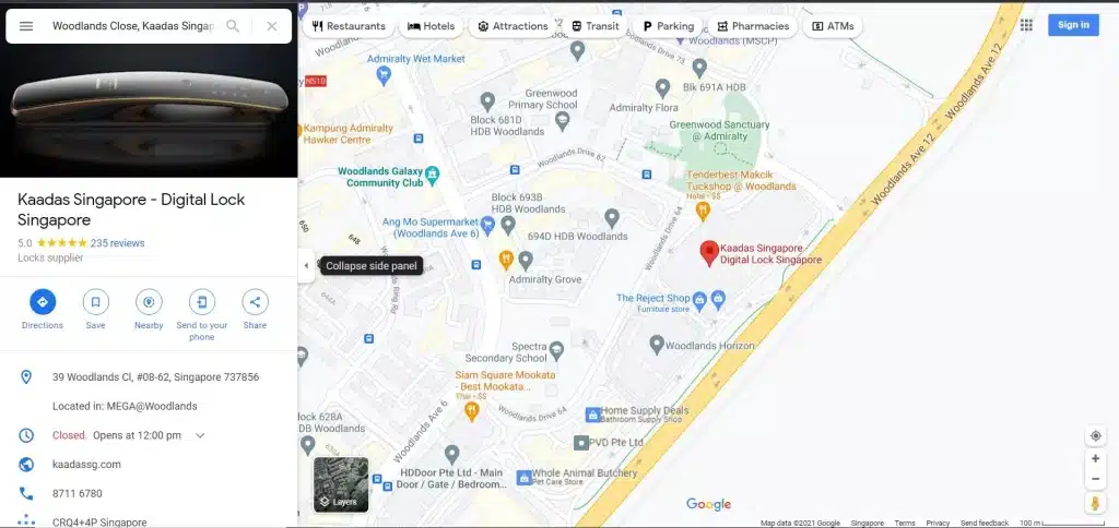 Kaadas Singapore Map