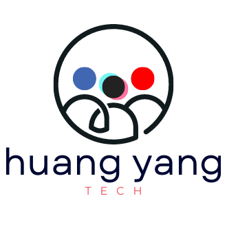 The design portfolio for Huang Yang Tech's logo.